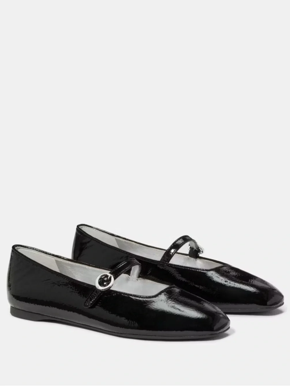 KATE SPADE HALO CRINKLE PATENT BLACK MARY JANE FLATS 5.5
